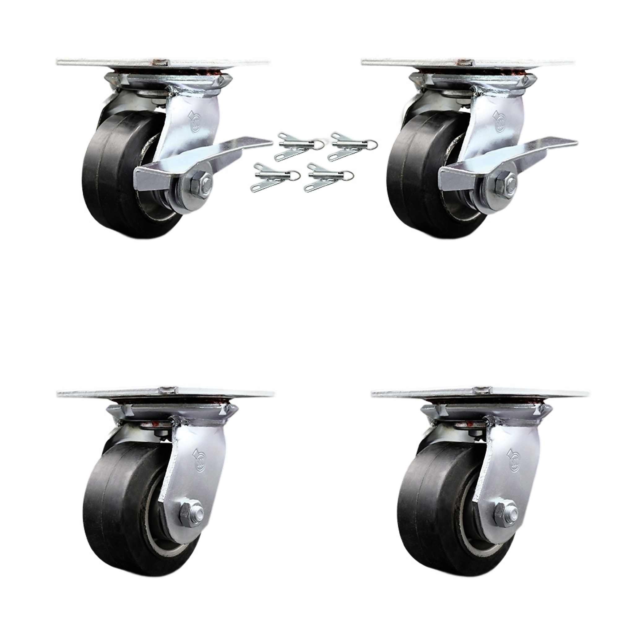 Service Caster, 4in. x 2in. Plate Casters, Wheel Diameter 4 in, Caster Type Swivel, Package (qty.) 4, Model# SCC-35S420-RAB-SLB-BSL-2-BSL-2